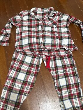 Old Navy Red and White Plaid Button-Up Pajama Set